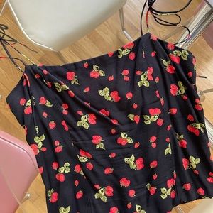 Reformation strawberry tie straps top